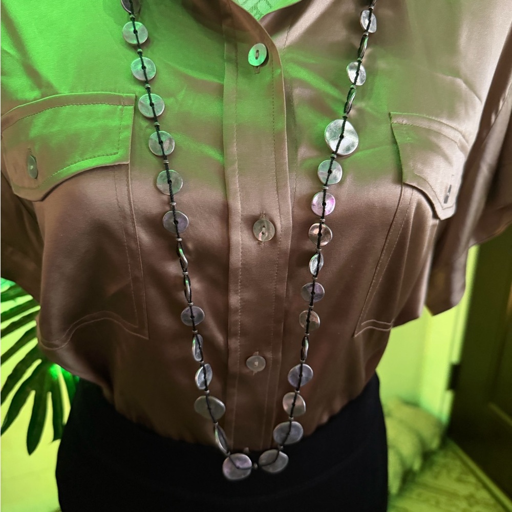 Chico's Black and Silver Disc Necklace